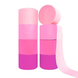 8 Rolls 4 Colors Gradient Rose Party Crepe Paper Streamers 8 Pack 25m Party Decorations Party Supplies for Wedding Birthday Baby Shower Gender Revelation