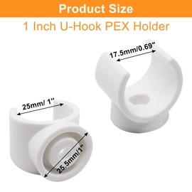 S SYDIEN 1 Inch PEX Clips Pipe Clamp 25 mm Pipe Hangers Pipe Holder PEX Tubing Clamps PVC Water Pipe Support, Plastic U-Shaped PVC Pipe Clamps Tools, 20 Pack