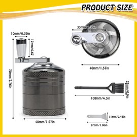 FSWWSF Herb Mill Crusher Spice Mill Crusher Pollen Herb Mill Hand Crank Premium Mill for Home Kitchen Restaurant