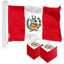 G128 10 Pack: Peru Peruvian Flag | 3x5 Ft | LiteWeave Pro Series Printed 150D Polyester | Country Flag, Indoor/Outdoor, Vibrant Colors, Brass Grommets, Thicker and More Durable Than 100D 75D Polyester