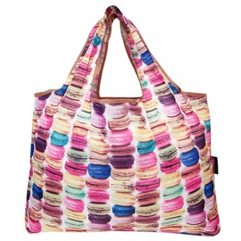 allydrew Large Foldable Tote Nylon Reusable Grocery Bag, 3 Pack, Delicious Foods