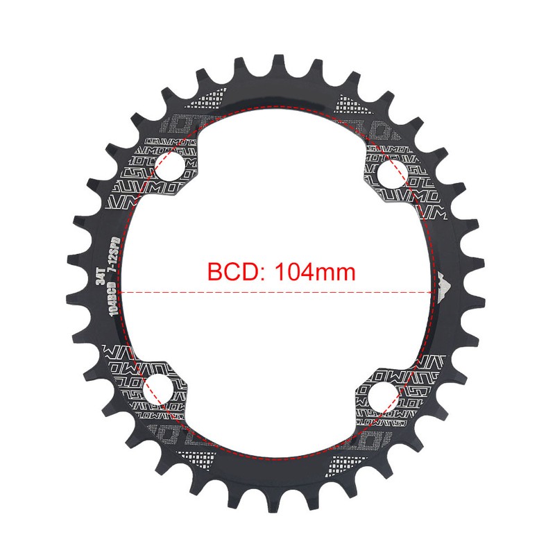 Bicycle Oval Aluminium Alloy Chainring for BCD 104mm Single Speed