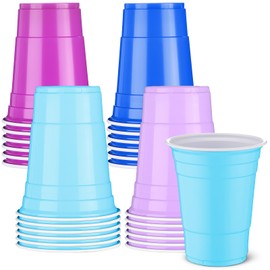 Patelai 24 Pack 16 oz Neon Plastic Cups Disposable Colorful Party Cups for Fiesta, Bachelorette, Wedding, Birthday Party Supplies & Neon Drinkware Decorations(Purple, Blue)