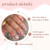 French Tip Press On Nails Medium Acrylic Nails with Flowers
