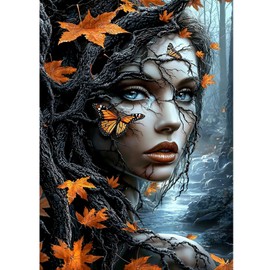 KEYIFA Diamond Art Kits for Adults, DIY Diamond Painting Fantasy Forest, Round Full Drill, 5D Woman Diamonds Dots Mosaic Painting, Gem Arts Craft for Home Wall Decor Gifts, 30x40cm