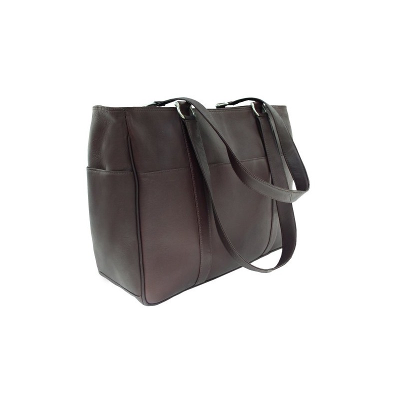 Piel Leather Medium Shopping Bag, Chocolate, One Size