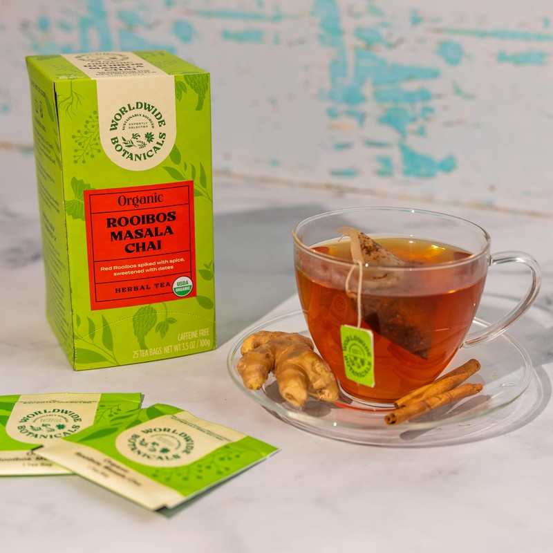 Worldwide Botanicals Rooibos Masala Chai Herbal Tea - Organic, Caffeine