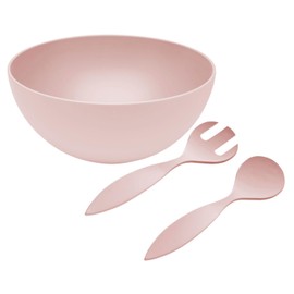 Magu Natural Design Bowl Pink with Salad Servers Diameter 30 cm Made from a Polymer Made of Natural Materials Bowl Set Salad Bowl