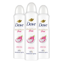 Dove Aluminum Free Deodorant Spray for Women 3 Pack Dragon Fruit & Coconut Cream 72 hour odor protection 4 oz