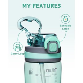 Opard Water Bottle with Straw Cap 24oz, BPA-Free, Leak Proof Flip Top Bottle