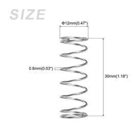 METALLIXITY Compression Springs (0.8x12mm OD,30mm Free Length) 10Pcs, 304 Stainless Steel Extension Spring - for Shop Home Repairs, DIY Projects, Silver Tone
