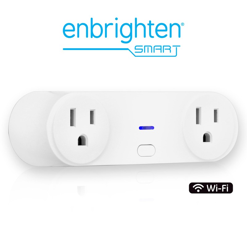 Enbrighten, White, Wi-Fi Smart Light Switch, Indoor Oval Plug-in, 2-Grounded
