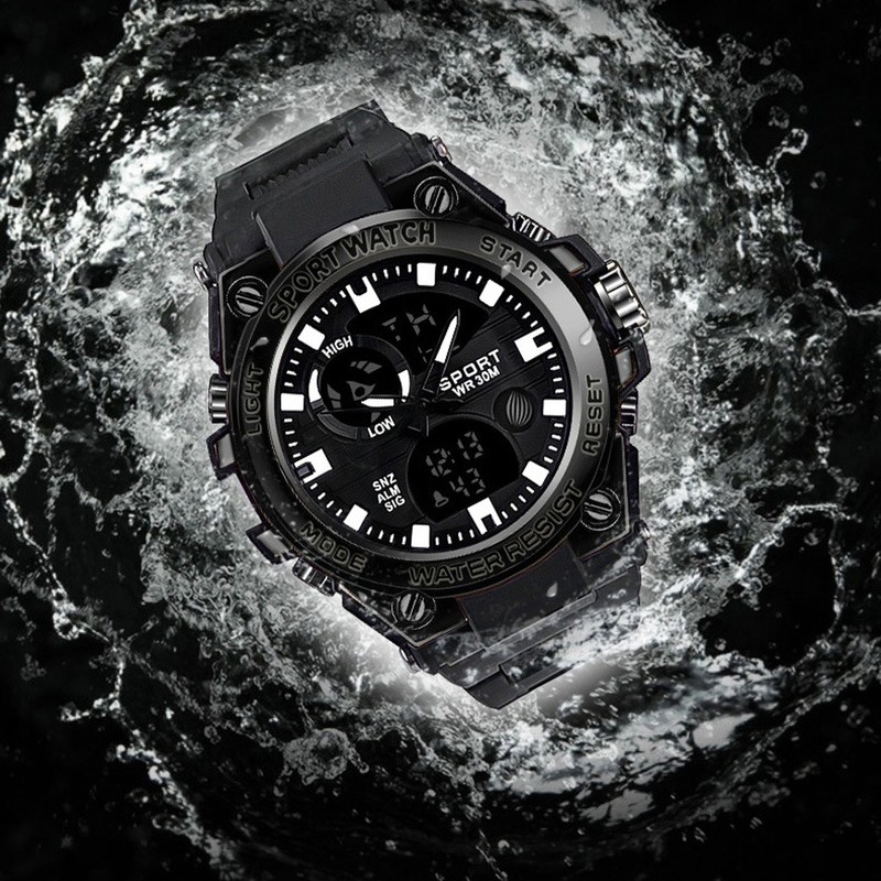 LED Sports Watch Electric Luminous Shook Proof Multi Function Quartz