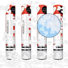 Taozoey White Heart Confetti Cannon x 4, Party Popper, Confetti Cannon Wedding, Confetti Shooter, Confetti Cannons for Wedding, Party, Birthday, New Year's Eve