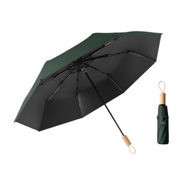 erised's bifrost Minimalist Nordic Style Small Sun Protection for Folding Umbrella 8 Ribs Travel Outdoor UV Protection Wooden Handle Suitcase Compact Pocket Umbrella Women and Children, dark green