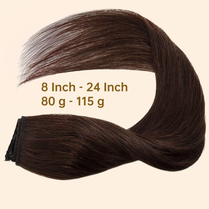 TESS Real Hair Extensions Clip in One Pieces 8 inch