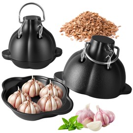 Garlic Roaster, Pre-Seasoned Cast Iron Smoker Garlic Roaster, Versatile Heavy Duty Garlic Roasting Pot, Outdoor Smokers Baker with Lid, A Must-have Garlic Cooker for Oven for Picnic, Camping, BBQ