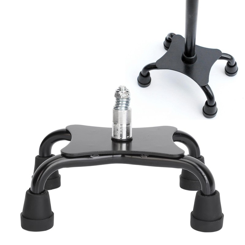 Walking Cane Quad Foot Stainless Steel High Stability Four Point