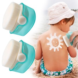 2 Pack Sunscreen Applicator for Kids, TemBelle Suntan Lotion Applicator Cream Brush Set with Protective Caps, Sunblock Applicator for Kids Baby Toddler Adults ect.