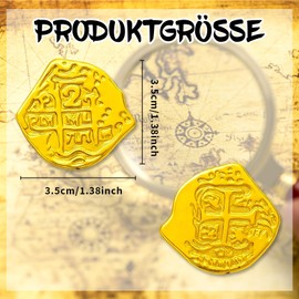 NieYat Pack of 100 Gold Coins, Gold Coins for Children, Gold Coins, Pirate Treasure Gold Taler for Children, 100 Play Money Coins for Treasure Hunting and Pirate Party, Decoration for Birthday and