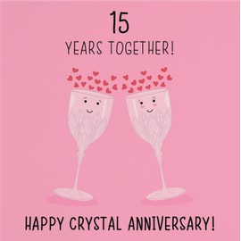 Hunts England - 15th Wedding Anniversary Card - Crystal Anniversary - Iconic Collection - For Him, Her, Couples - Fun Cute Anniversary Card