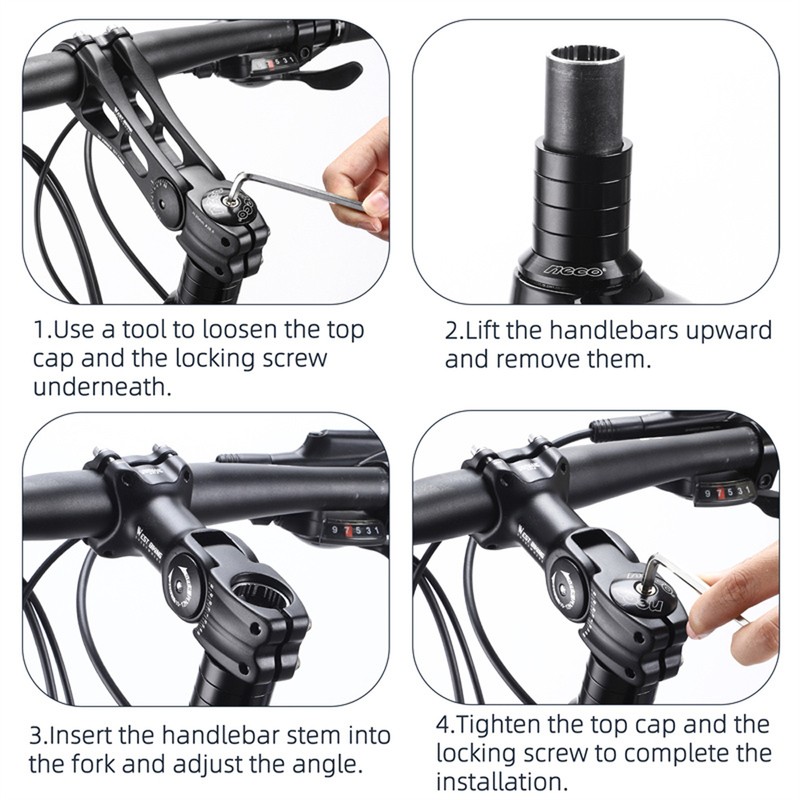 Adjustable Bicycle Handlebar Stem Variable 60 Degree Angle Aluminum Alloy