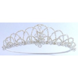 Charming Girl Crown Tiara of Lustrous Pearly Arches and Crystal Beads Wedding Flower Girl, Communion, and Other Special Events #88BF (IVORY)