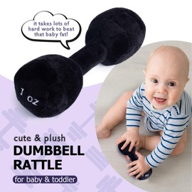Baby Dumbbell Toy | Baby Workout Toys | Dumbbell Toy Baby | Baby Barbell Rattle | Weight Rattle for Babies | Plush Baby Dumbbell Rattle | Great Gift for Baby and Toddler Girls or Boys | 0-36 Months
