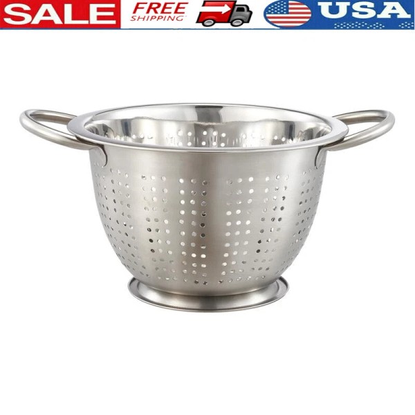 5QT Stainless Steel Colander Straining Draining Rinsing Pasta Fruits Vegetables