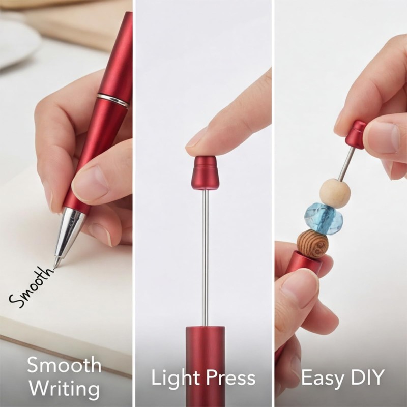 YOKIVE 30 Pcs Beadable Pens, Ballpoint Pen with Plastic Bead,