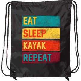 inktastic Kayaking Eat Sleep Kayak Repeat Drawstring Bag Black 39c75