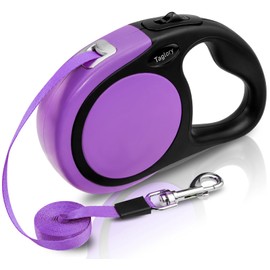 Taglory No-Tangle Retractable Dog Lead 5 m, Heavy Duty Dogs Extendable Leads Nylon Tape, Suitable for Small and Medium Dogs Up to 20 kg, Purple