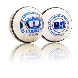 SS Cr.Balls0013 County Ball (White)| Water Proofed Leather Ball | Suitable for Practice Game | Tournament Game | Cork
