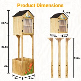 KFURNIKN Little Library Box Outdoor,Small Wooden Library Box for Sharing Books,Newspapers,Flyers,2-Tier Little Book Cabinet for Community School