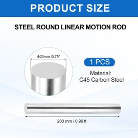 sourcing map Linear Motion Rods, 20mm(13/16") OD 200mm(0.66ft) Length Steel Motion Rod Shaft Guide, Linear Rail Rod Shaft for CNC, 3D Printer