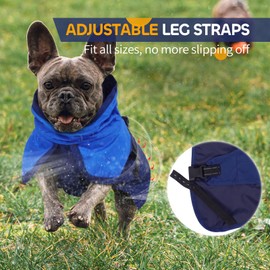 Leletail Dog Raincoat Waterproof Reflective Rain Coat with Adjustable Belly Strap & Leg Straps, Hooded Dog Rain Jacket with Leash Hole, Windproof Puppy Rain Gear for Small Medium Large Dogs