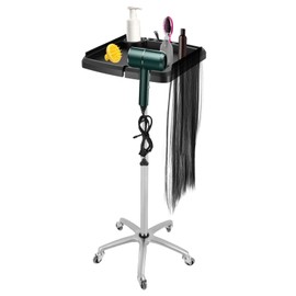 HAPPCUCOE Rolling Salon Tray Cart Adjustable Height 28.54-43.31in,Salon Tray with Wheels,Rolling Cart for Hair Salons,Beauty Salons,Homes, Barber Shops
