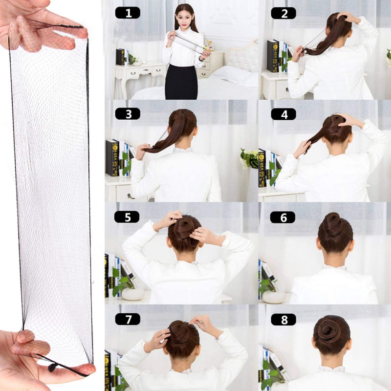 100 pcs Invisible Elastic Hair Nets for Long Hair, 42"