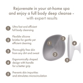 GESKE Body Brush | 4 in 1 | Cleansing Brush for The Entire Body | Professional Deep Cleaning | Soft Silicone Bristles | Ergonomic Two-Finger Design | Cleanses & Massages