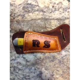 Sullivan Custom Leather QUALITY CRAFTED MONOGRAMMED CROSS DRAW KNIFE SHEATH FOR TRAPPER STYLE KNIVES