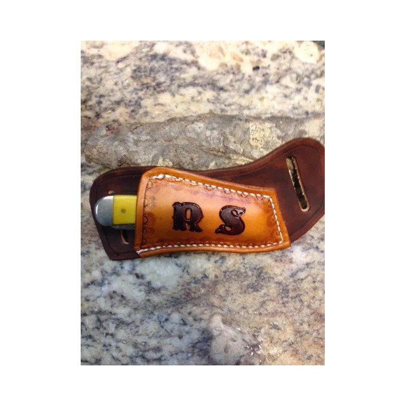 Sullivan Custom Leather QUALITY CRAFTED MONOGRAMMED CROSS DRAW KNIFE SHEATH