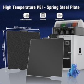 JUUPINE Double Sided Black PEI Printing Plate for Bambu Lab X1 X1C X1E P1P P1S A1, Flexible PEI Spring Steel Plate with Smooth Texture 257x257mm for Bambulab 3D Printer Heated Bed Platform
