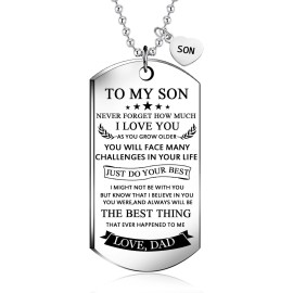 Unbranded To My Son Dog Tag Necklace from Dad Best Wish to My Son Never Forget How.Love Da