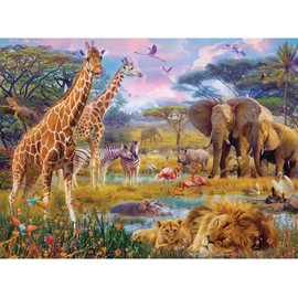 Bits and Pieces - 1000 Piece Jigsaw Puzzle for Adults - Savannah Animals - 1000 pc Jungle Scene Jigsaw by Artist Jan Patrik