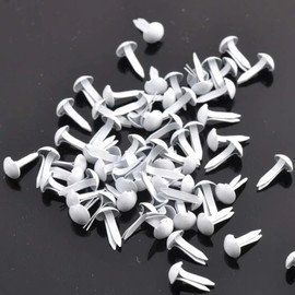 TOOYFUL 200 x Mini Brads Paper Fasteners Decorative Kids Craft Metal Punching White Toys for Arts Crafts Card Making
