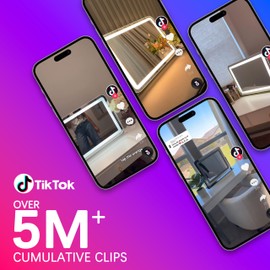 HNV HNV Vanity Mirror with Lights C 22" x17 Large Lighted Makeup Mirror, Dimmable 3-Color LED, Touch Screen, 360 Rotation for Desk/Bedroom (White)