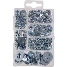 Hillman 591521 Small Flat and Lock Washer Assortment, 270-Pack, Zinc
