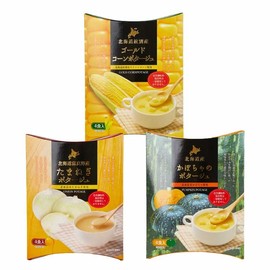 Hokkaido Dining Kitchen, Gold Corn Potage (0.7 oz (20 g) x 4 servings), Onion Potage (0.7 oz (20 g) x 4 servings), Pumpkin Potage (0.7 oz (20 g) x 4 servings), 1 box of each, Total 3 Box Set