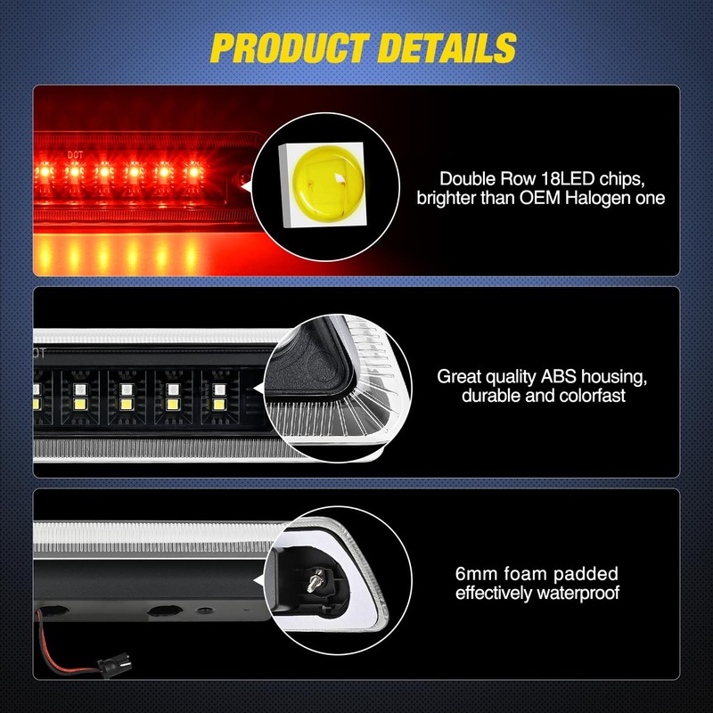 Nilight Third Brake Light Tail High Mount 3rd Stop Cargo