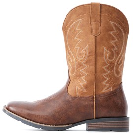 IUV Cowboy Boots For Men Western Boot Wide Durable Fashionable Retro Classic Embroidered Pull On Slip Resistant Assorted Colors Boots